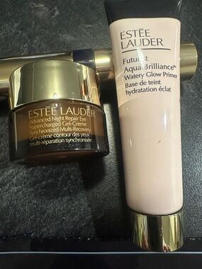 Estee Lauder Cream Pink Watery Glow Primer with Gold Accents